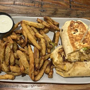 La Vaca wrap with pickle fries