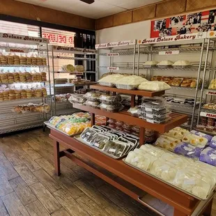 a display of bread and pastries