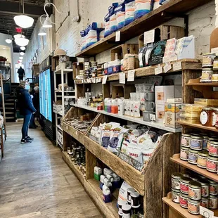 shelves of food in a store