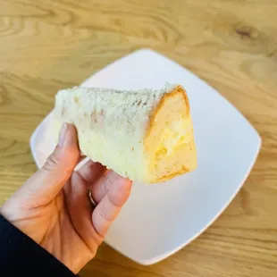 There is some sort of sweet cream inside