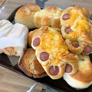 Assorted savory and sweet pastries for the crew