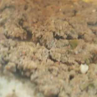 Inside the beef and lamb flat bread sandwich