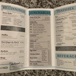 Beginning, Lunchables, fine finishes, and beverages!