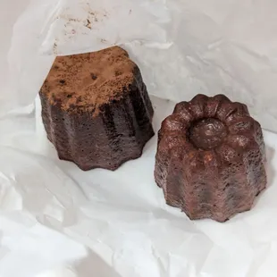 Chocolate Canele (Left), Vanilla Canele (Right)