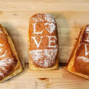 three different types of bread