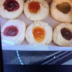 Assortment of thumb print cookies