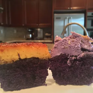 Hard, dense, unpalatable, super sticky ube flan and plain ube w/ pinipig cupcakes $3.50 each. This ain't like Cafe 86 stuff.