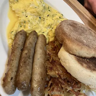 Truffle scramble with a side of sausage