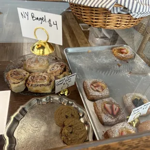 a variety of pastries on display