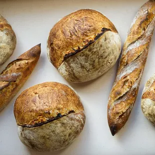 a variety of breads and rolls