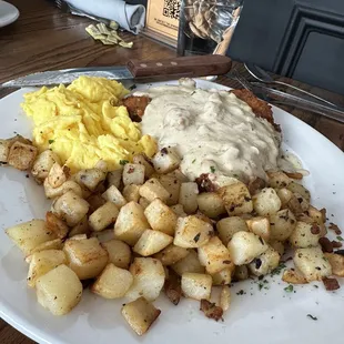 Chicken fried steak &amp; eggs.