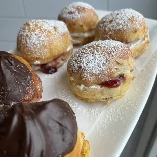 food, donuts, dough desserts