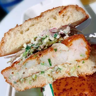 Cross section look of the Shrimpwich.