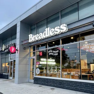 the outside of a breadless restaurant