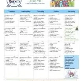 Bread Calendar March 2023.