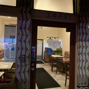 the entrance to the restaurant