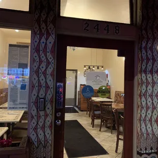 the entrance to the restaurant