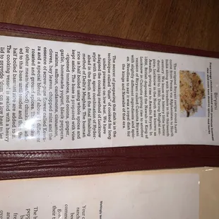 menu