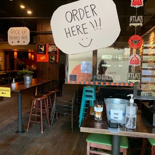 Contactless ordering and drink pick-up.