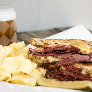 Rueben sandwich with DC Brau IPA