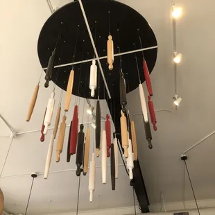 Bread themed art on the ceiling