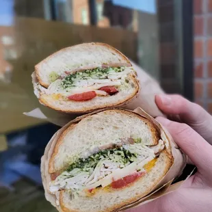 two halves of a sandwich