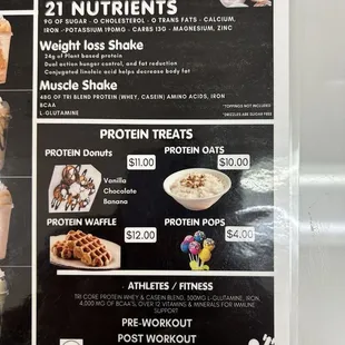 Protein Treats Menu