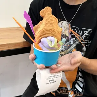 Ube and Matcha swirl