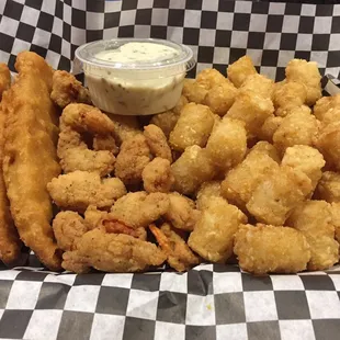 Fish, Shrimp and Tots