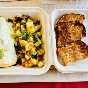 takeout: breakers' omelet with potatoes &amp; whole wheat toast