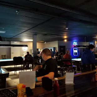 a group of people sitting at a bar