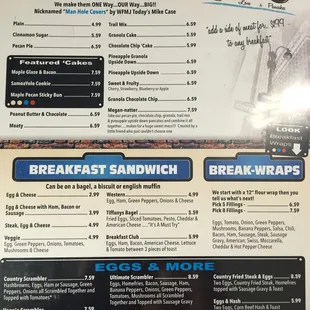 Some of the menu with a nice variety of dishes at fair prices.