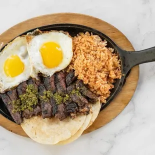 Steak and Eggs with Spanish Rice