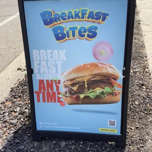 a sign for breakfast bites