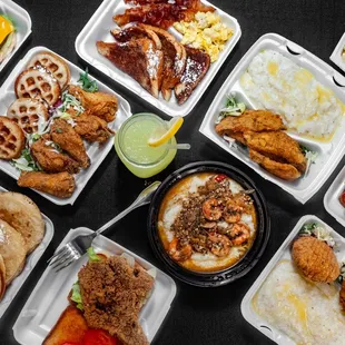 We offer football platters for your watch parties. We have lemonade by the Oz or by the gallons..