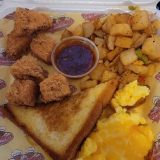 Fried Salmon Bites & Eggs
