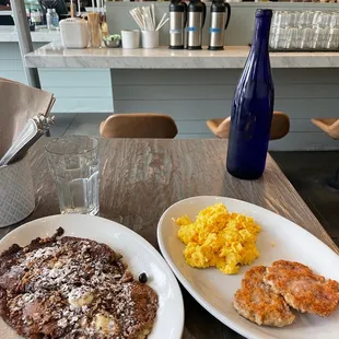 two plates of food on a table