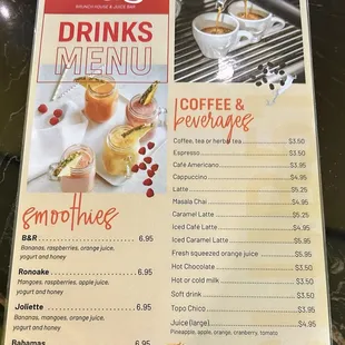 Drink menu
