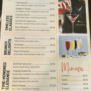Drink menu