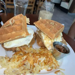 Chicken Fried Chicken Waffles Sandwich
