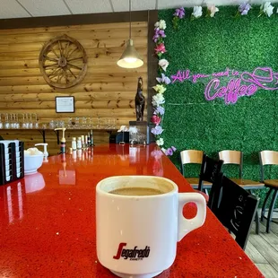 A perfect, almond milk, cappuccino.