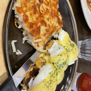 Crab cake and egg