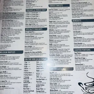 Breakfast menu