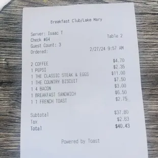 Meal for 3