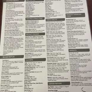 Breakfast menu, July 2024