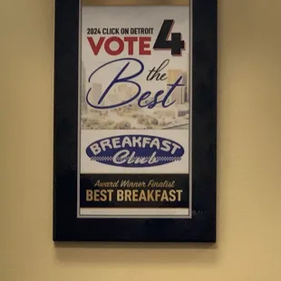 2024 Voted Award Winner Finalist for Best Breakfast by Click on Detroit Channel 4