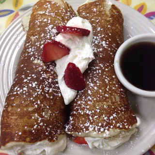 Strawberry Whipped Cream Rolled Pancakes