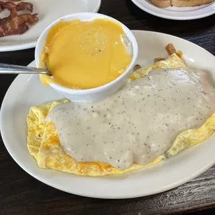 The omelette looked very pretty in the outside