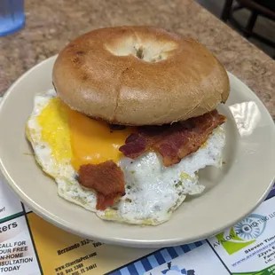 Breakfast sandwich on a bagel