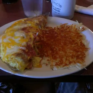 Omelet with every type of meat inside (my husband&apos;s creation)